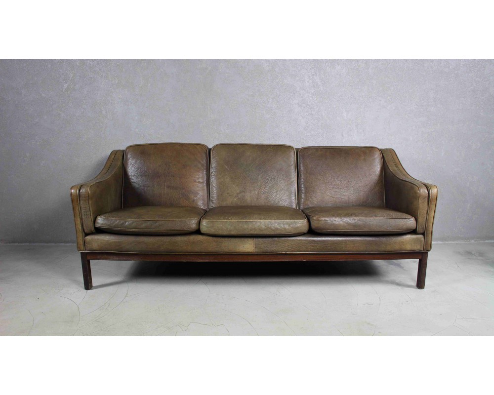 Brown Leather Sofa for Vatne Møbler from 1970s