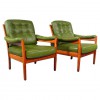 Green Leather Swedish lounge Chair