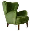 1950s Danish Green Velvet Lounge Chair