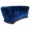 Blue velvet banana sofa