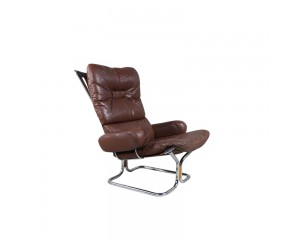 Leather And Rosewood Lounge Chair By Harald Relling For Westnofa, 1970s