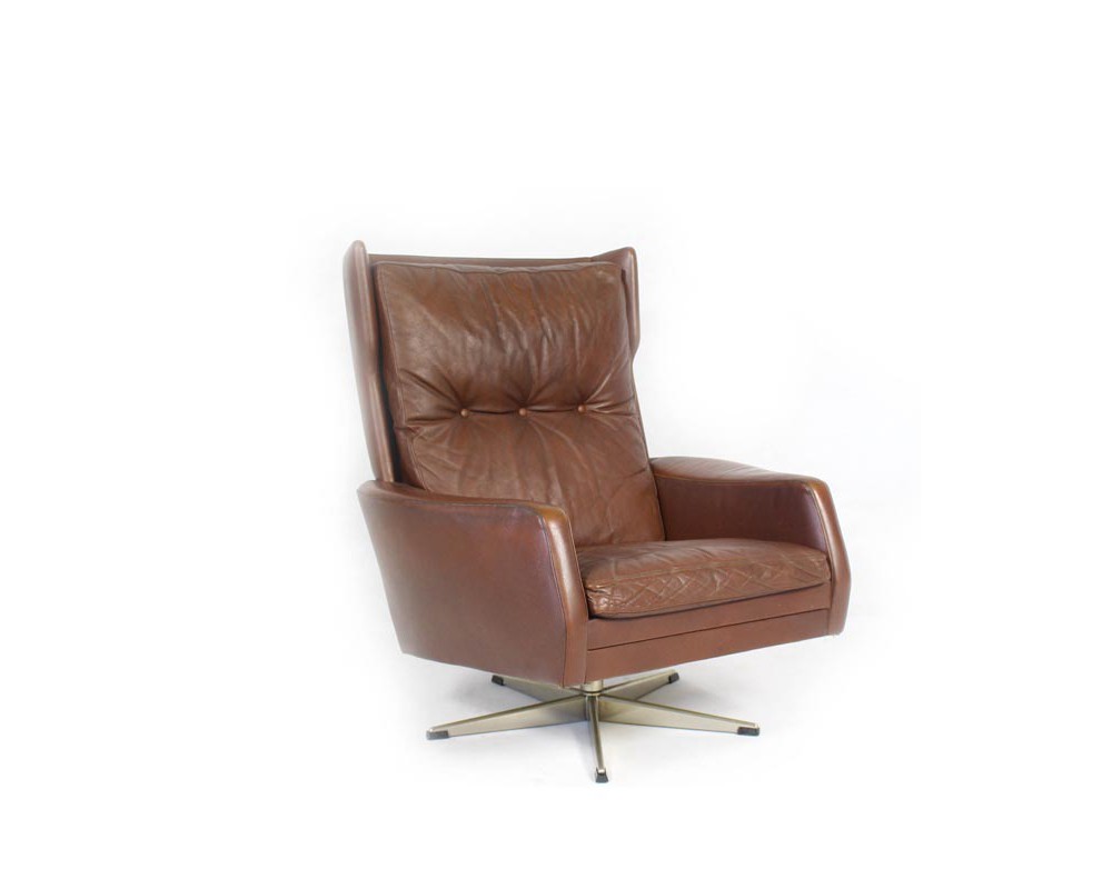 Danish Vintage Swivel Lounge Chair 1970s